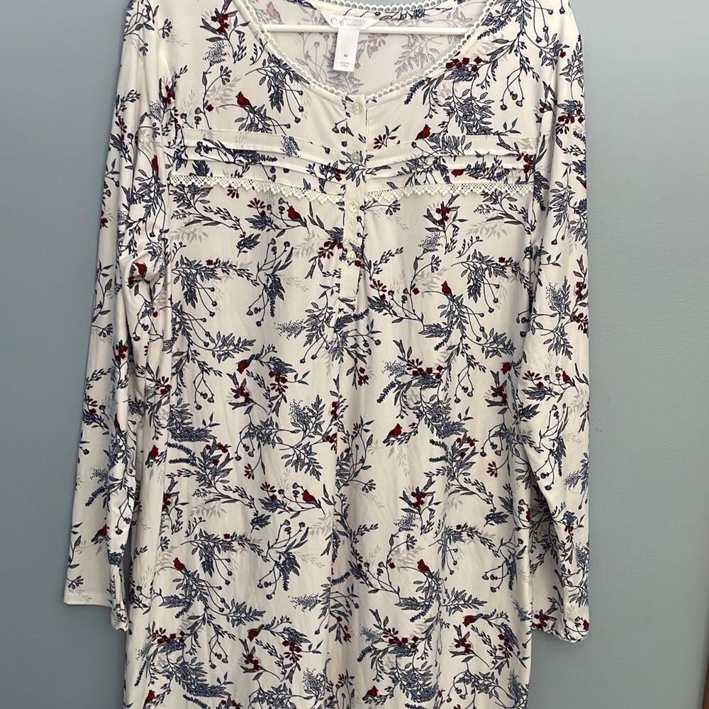 Adonna Intimates Cardinal Nightgown Medium Polyester Ruffles